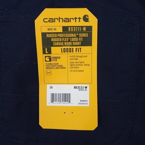 Carhartt Loose Fit Shorts Women's Size 16 Blue Canvas Rugged Work Uniform - Picture 7 of 12
